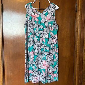 Teal Floral Cotton Dress